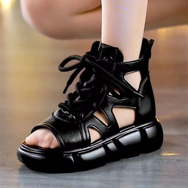 Hollow Fashion Sandals New Retro Style Muffin Thick Bottom Breathable Casual Non-slip Sandals Women