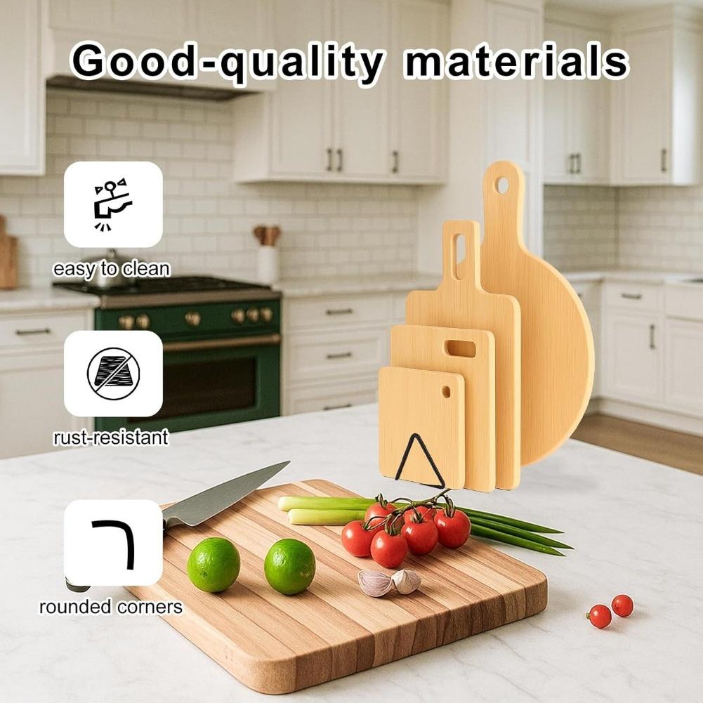 Triangular Metal Cutting Board Rack Designed for Compact Kitchen Spaces to Keep Cutting Boards Pots and Pan Lids Neatly Stored