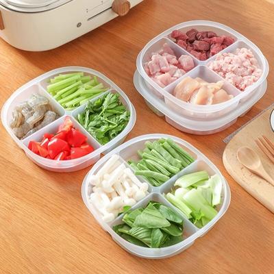 4 Girds Refrigerator Food Storage Container With Lid Sealed Crisper Food Fresh Keeping Meat Storage Box Fresh Spacer Organizer