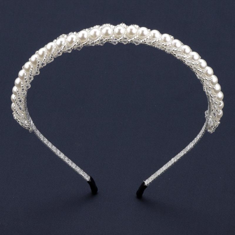 Silver Imitation Pearl Bead Woven Headband: Elegant Wedding & Casual Wear Hair Accessory