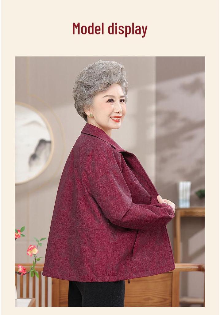Women's Spring & Autumn 2026 Lapel Jacket - Stylish Loose Fit for Middle-Aged & Elderly