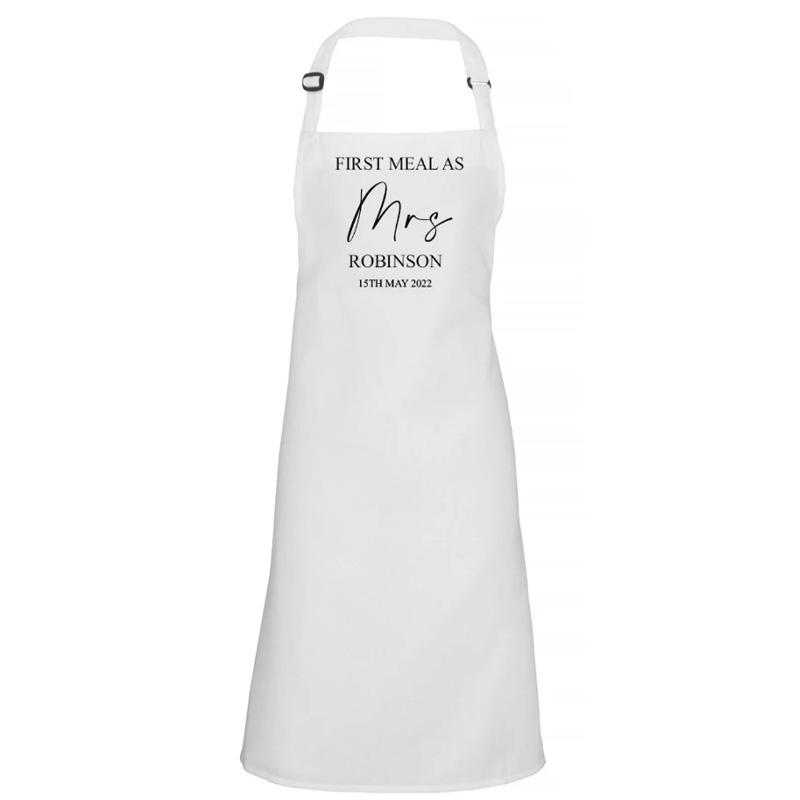 Personalised Custom Wedding Day Apron First Meal As Mrs Mr Bride Groom Newlywed Couples Bridal Shower Engagement Gift Present