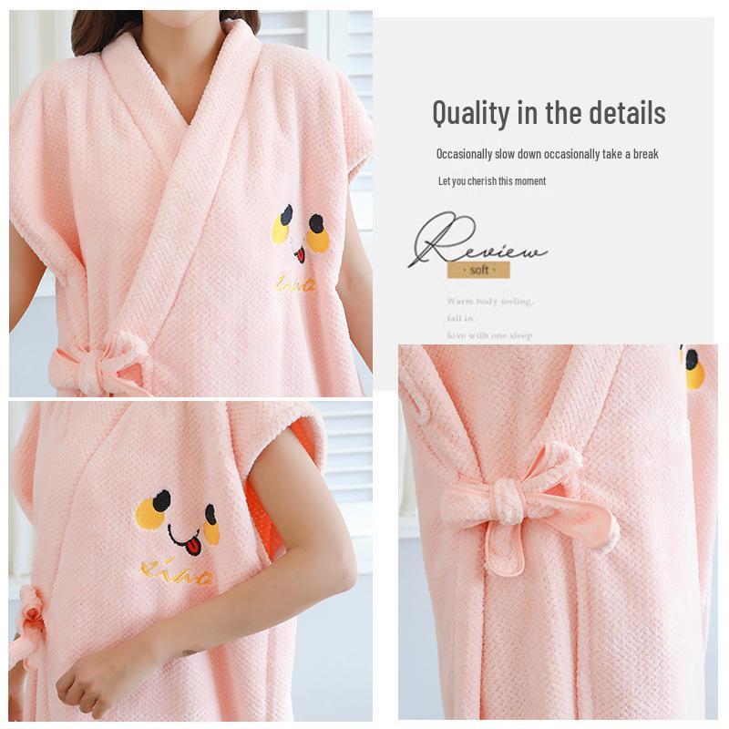 Women's Wearable Bathrobe: Soft, Absorbent, Thick, Long Sleeve, Tie-up; Perfect for Salon or Home.