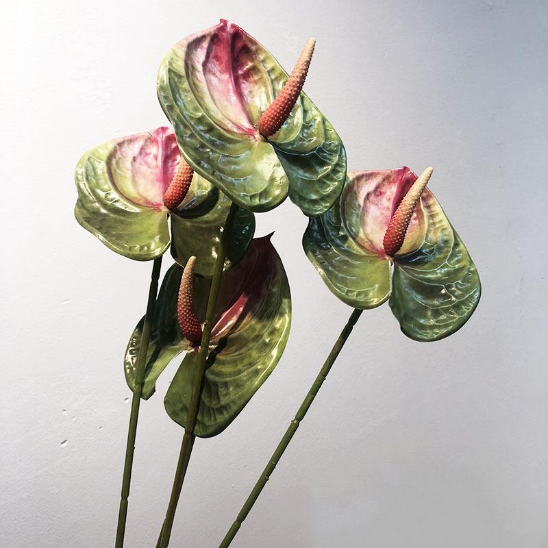 57CM Plastové Falešné Anthurium s jedním stonkem Umělé květiny Umělé Anthurium