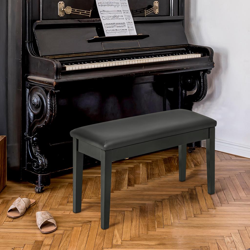 Piano Bench, Piano Bench for 1 Person, Padded, Wooden Legs, Black