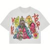 Camiseta de Algodón Puro Retro Hip-Hop Americano Y2K de Verano Para Graffiti Gráfico Impreso Streetwear Ropa Oversize Gótica de Anime