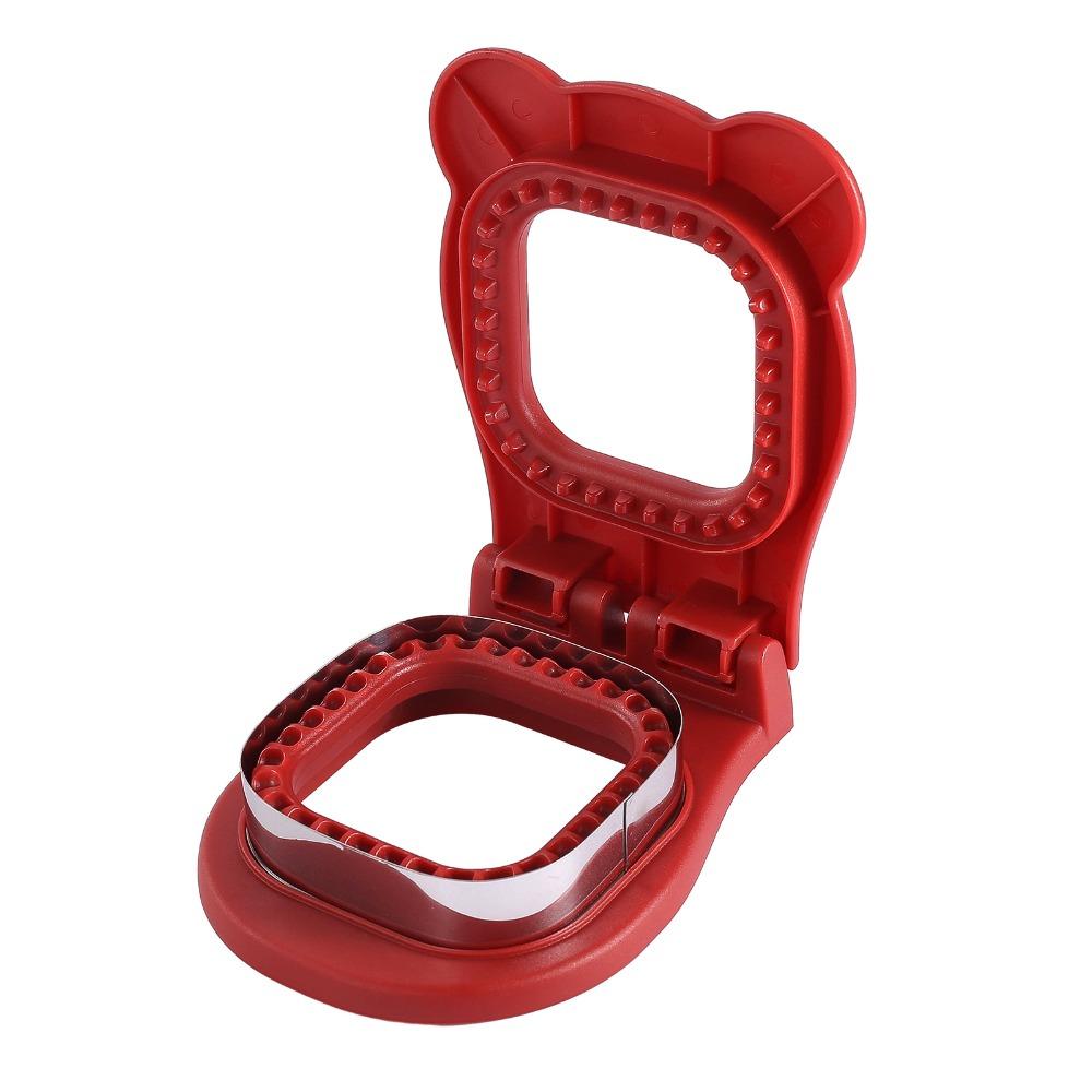 

High Quality PP Sandwich Cutter Square Shaped Stainless Steel Sandwich Cutting Tool Portable Sandwich Sealer Home червоний