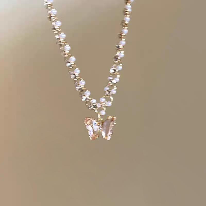 Sweet Crystal Pearl Circle Pendant Necklace for Women New Elegant Choker Chain Necklace Collar Fashion Statement Wedding Jewelry