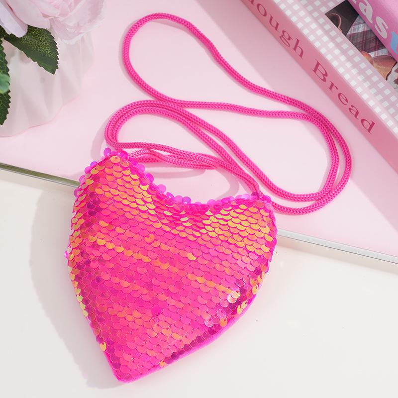 Creative Zipper Backpack for Kids: Sequin Heart Crossbody & Coin Pouch for Little Girls - Cute and Girly Design