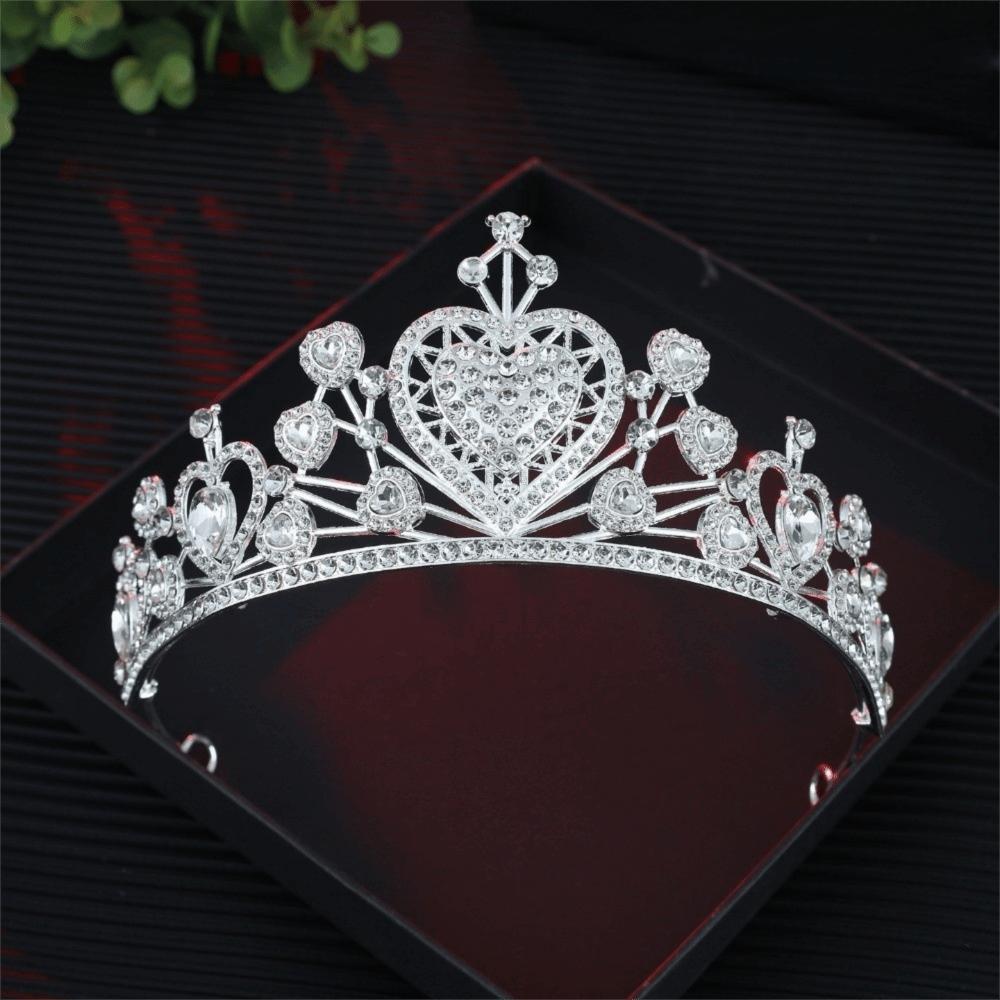 Huvudprydnader Kristall Brudtiara Krona Flerfärgad Bröllopshår Tiara Fantastiska Accessoarer