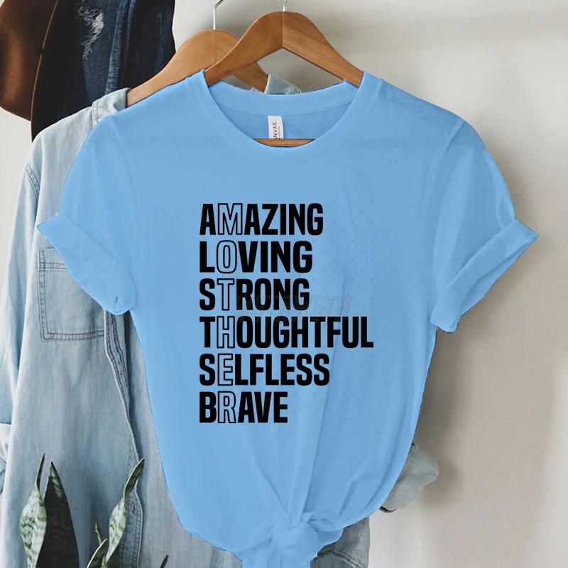 Mother Inspirational Quote Graphic T Shirts Gift for Mom Short Sleeve Tee Mom Life Tee Shirt Letter Print Mother’s Day T-shirts