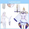 Betoverende Emilia-jurk cosplay set met elegante pruik voor dames, perfect voor een anime-feestkostuum.