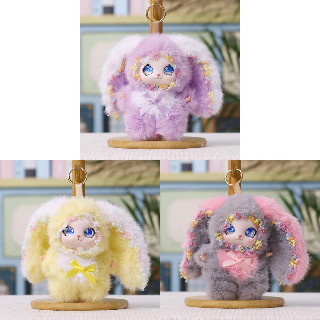 Plush Bunny Keychain With Silicone Face For Kids And Car Decor