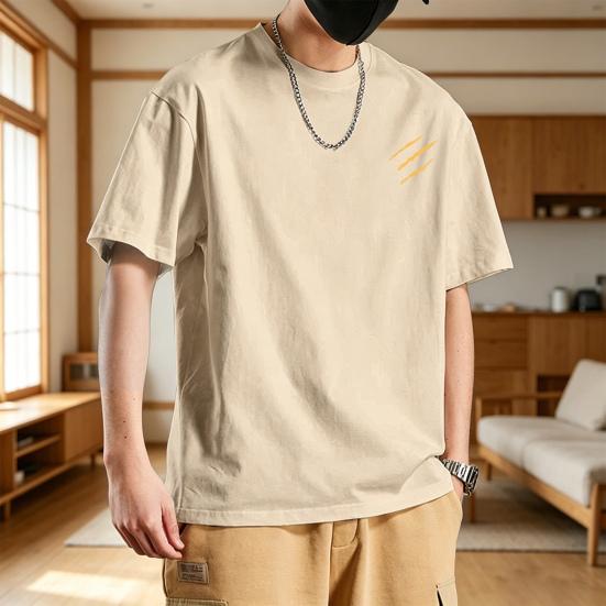 Men Cotton Blend T-Shirt Casual Solid Color Crew Neck Summer Tee Breathable Loose Fit Stylish Tee Shirt for Daily Wear Beach Street