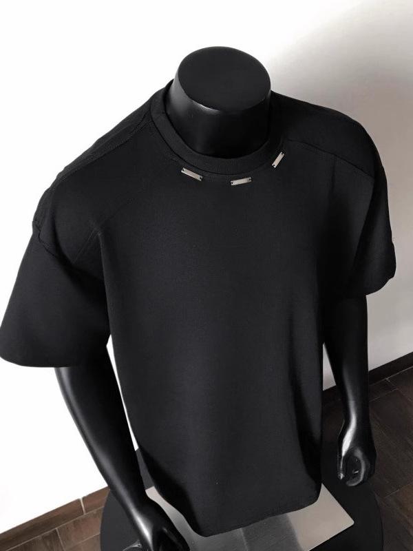 American heavy cotton short-sleeved T-shirt men's summer loose three-dimensional tailoring trendy brand design sense steel label crew neck top