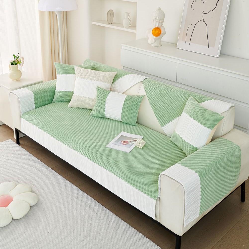Living Room Anti-slip Couch Sofa Cover Summer Nordic Corduroy Solid Color Sofa Cushion Cover Slipcover Funda