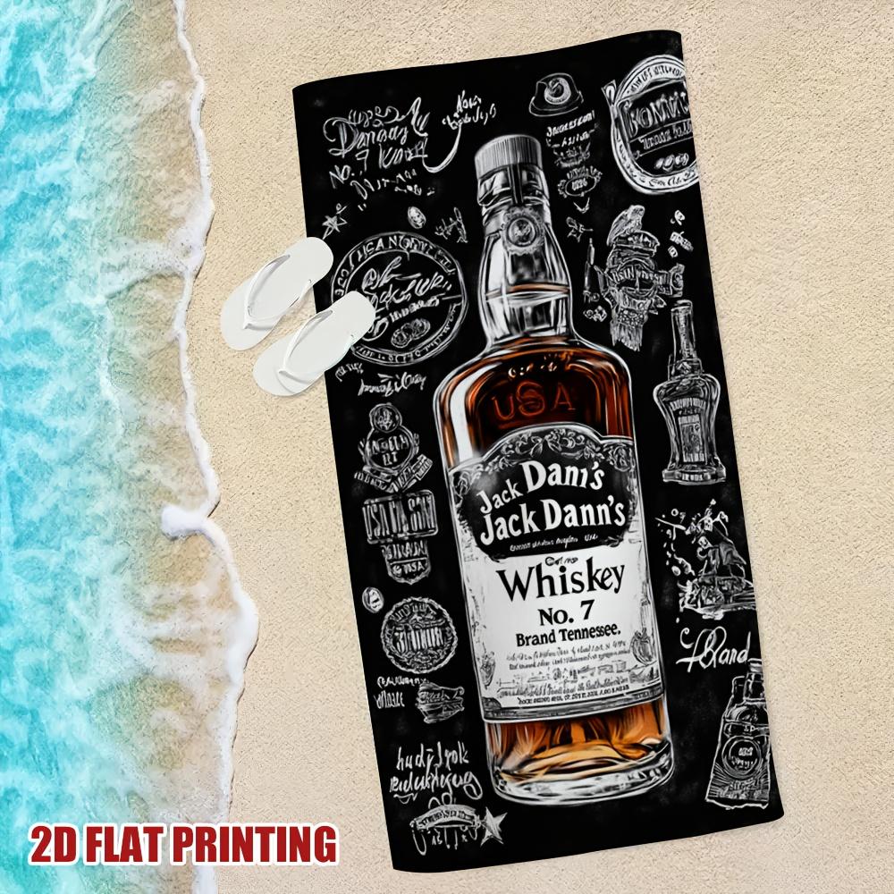 Whiskyflasche Graffiti Kunst Strandtuch, Urban Street Wall Design Schnelltrocknendes Sandfreies Mikrofaser Badetuch für Yoga und Reisen