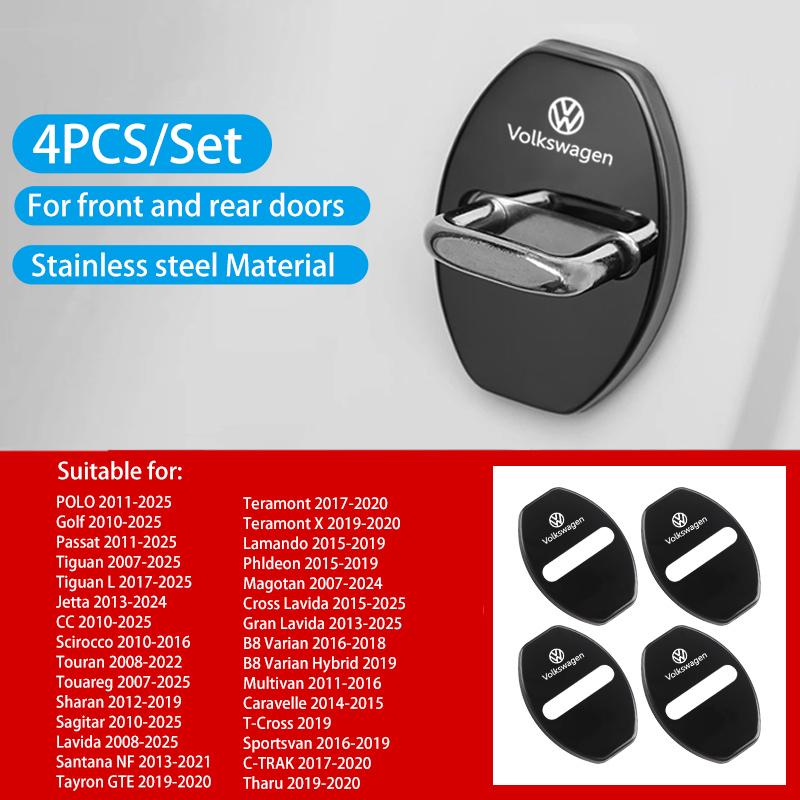 BFPQY1 4PCS Car Door Lock Cover Stickers Door Lock Cover Key Accessories For Volkswagen VW Golf Polo Jetta Passat Tiguan Touran Touareg