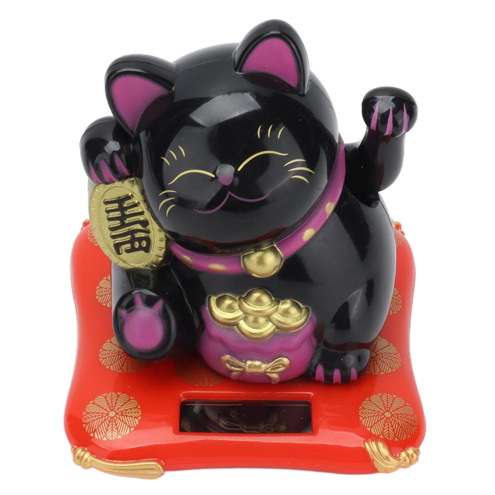 

Wealth Welcoming Cat Solar Powered Cute Lucky Cat with Waving Arm for Home Office CarBlack чёрный