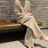 Women Elegant Sweater Suit Elegant Knitted Two Pieces Set Autumn Winter Oversized Pullover and Trousers Suit Female Outfits