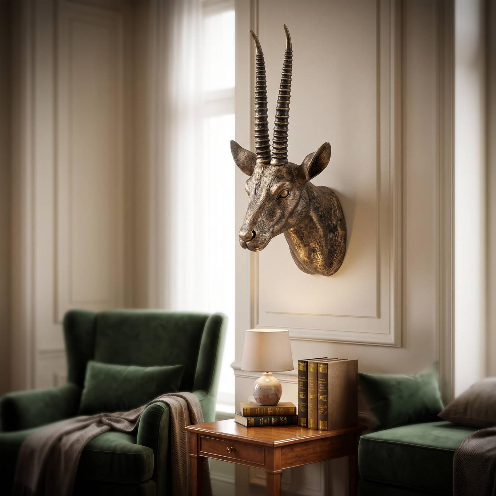 Faux Antelope Head Wall Decor Sculpture HandPainted Textured for Living