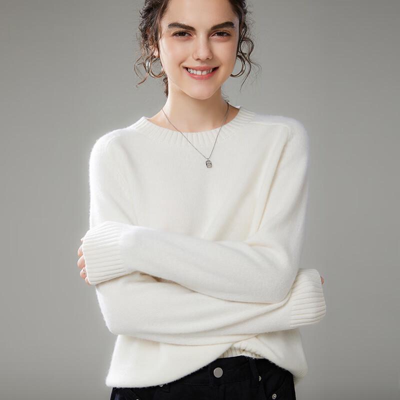 VanZhen Women's Thick Round Neck Cashmere Blend Sweater