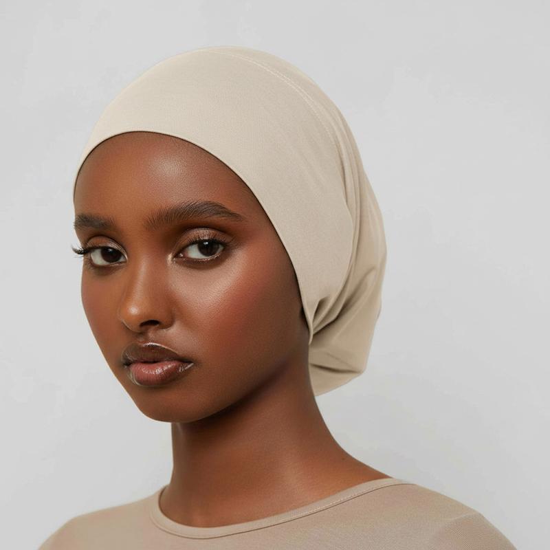 1pc Solid Color Ethnic Style Turban For Women Girls Elastic Ribbon Head Scarf Beanie Hat Fashion Hair Accessories