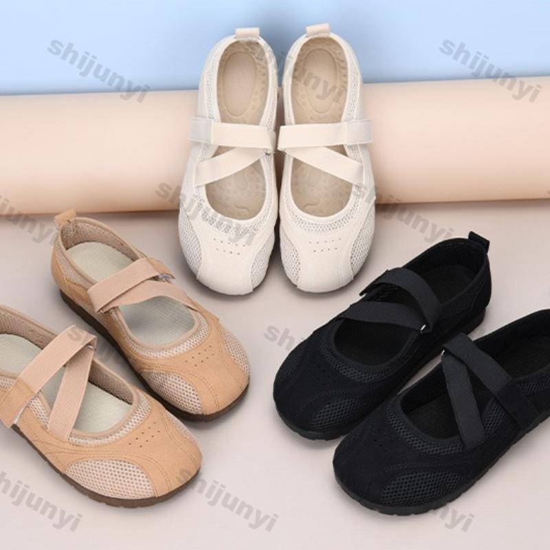 Fashion Women's Ballet Shoes Summer New Mesh Breathable Soft Sole Outdoor Sneakers Lightweight Comfortable Fashion Luxury Casual Flats