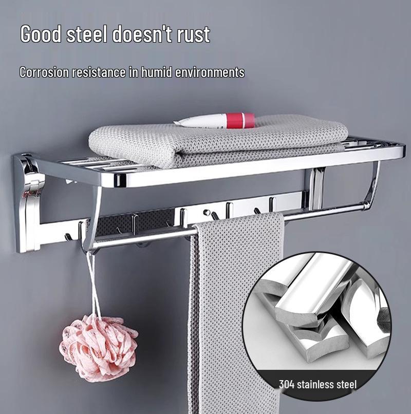 304 Stainless Steel Movable Towel Rack for Bathroom Storage