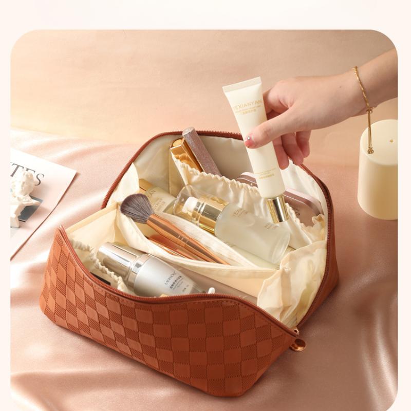 Large Capacity and Portable Designmultifunctional PU Leather Folding Travel Makeup and Toiletries Bag Large Capacity and Porta
