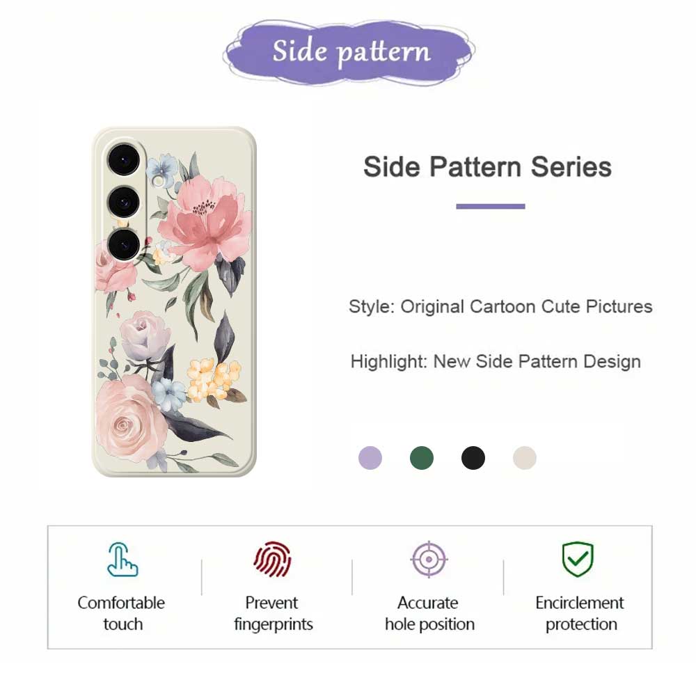 For Samsung Galaxy S25 FE Case Big Flowers Pattern Printing Straight Edge TPU Phone Back Cover