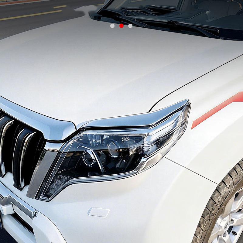 Headlight Eyebrow Trim For Toyota Prado 150 2014 2015 2016 2017 Front Lamp Brow Molding Strip Chrome Styling Car Exterior Parts