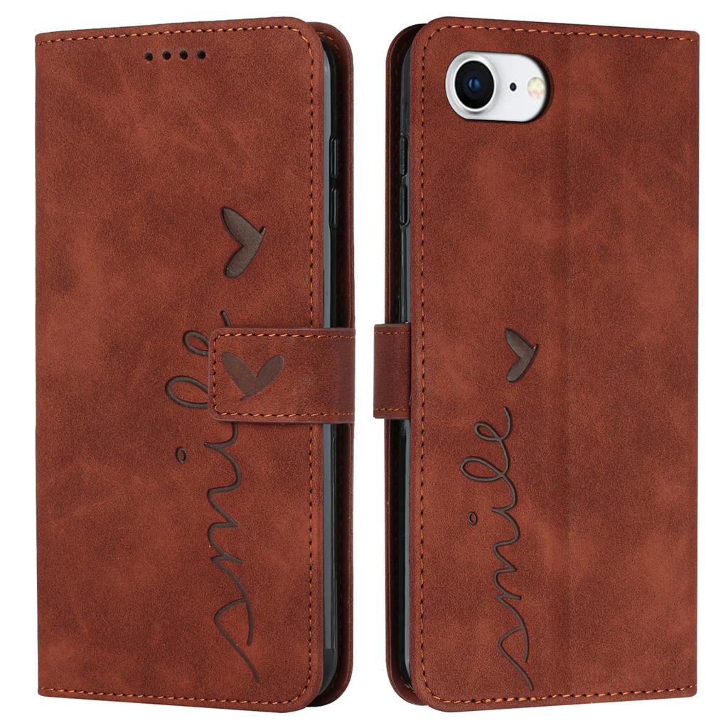 For iPhone 16e Case PU Leather Wallet Phone Cover Smile Love Heart Pattern