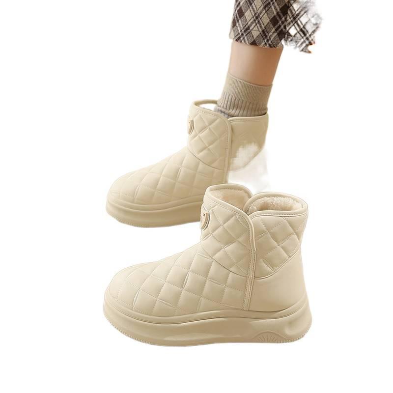 Integrated thick-soled snow boots winter new large cotton shoes size Harbin velvet short boots