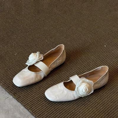Sheepskin Version~ French Soft-soled Flower Shallow Mouth Single Shoes Women's 2025 Autumn Evening Shoes Versatile Mary Jane Single Shoes