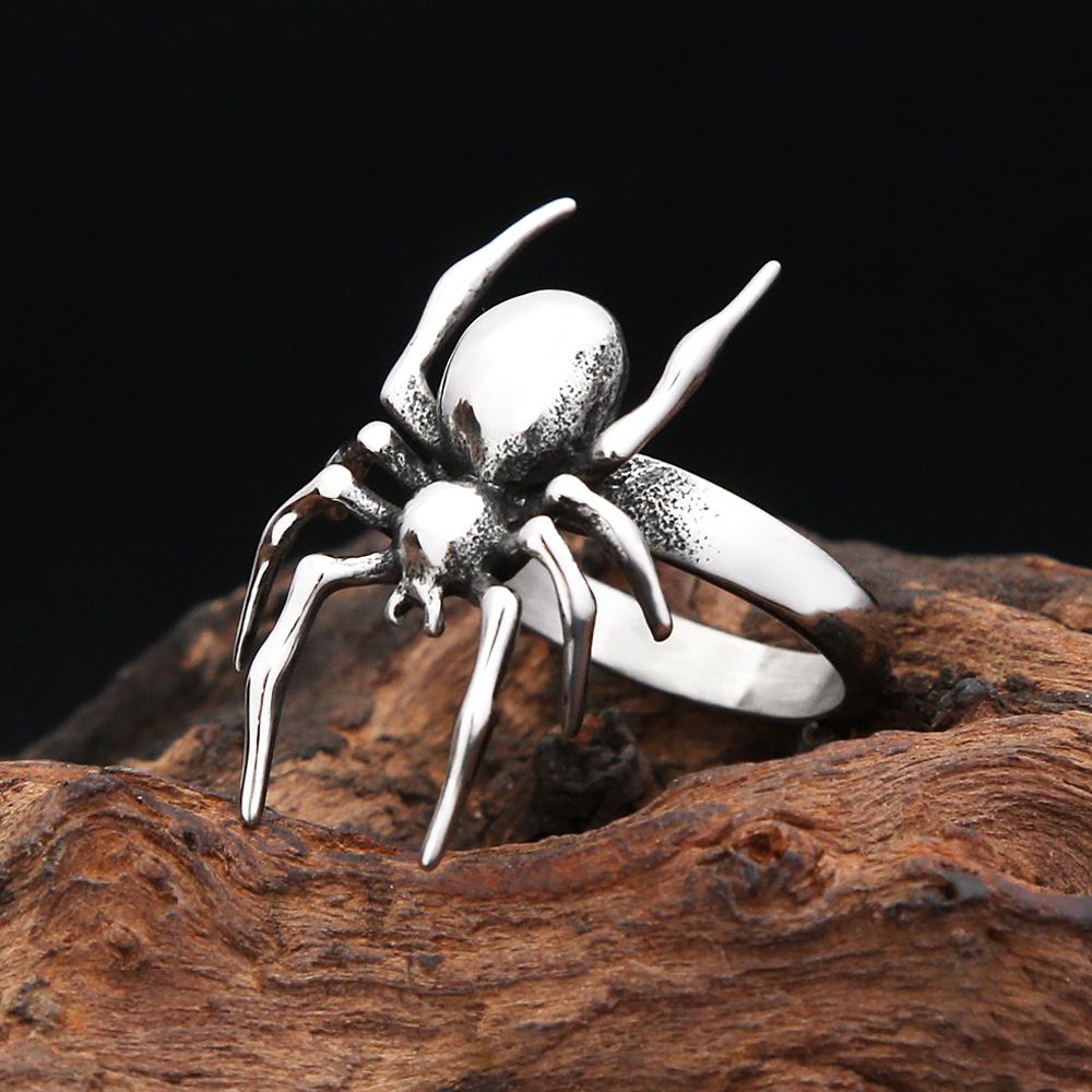 New Vintage Punk Spider Ring 316L Stainless Steel Gothic Biker Singular Animal Rings For Men Women Party Jewelry Gifts Wholesale