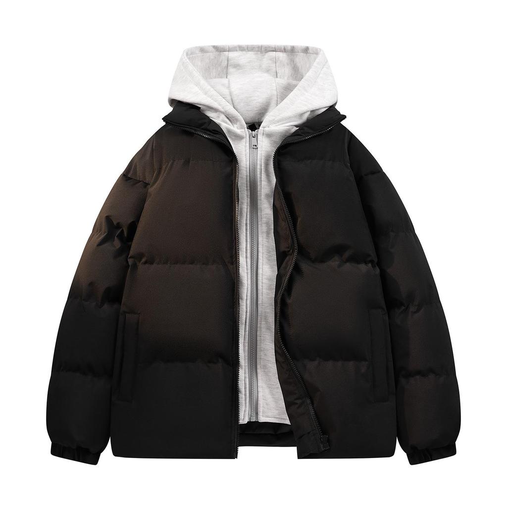 Unisex College-Style Winter Jacket: Trendy Thickened 2025 Faux Two-Piece Cotton Coat