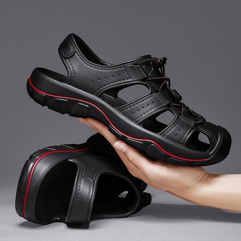 Summer Men Sandals Leather Mens Casual Shoes Slippers Fashion Roman Shoes Breathable Outdoor Sandals for Men Beach Shoes