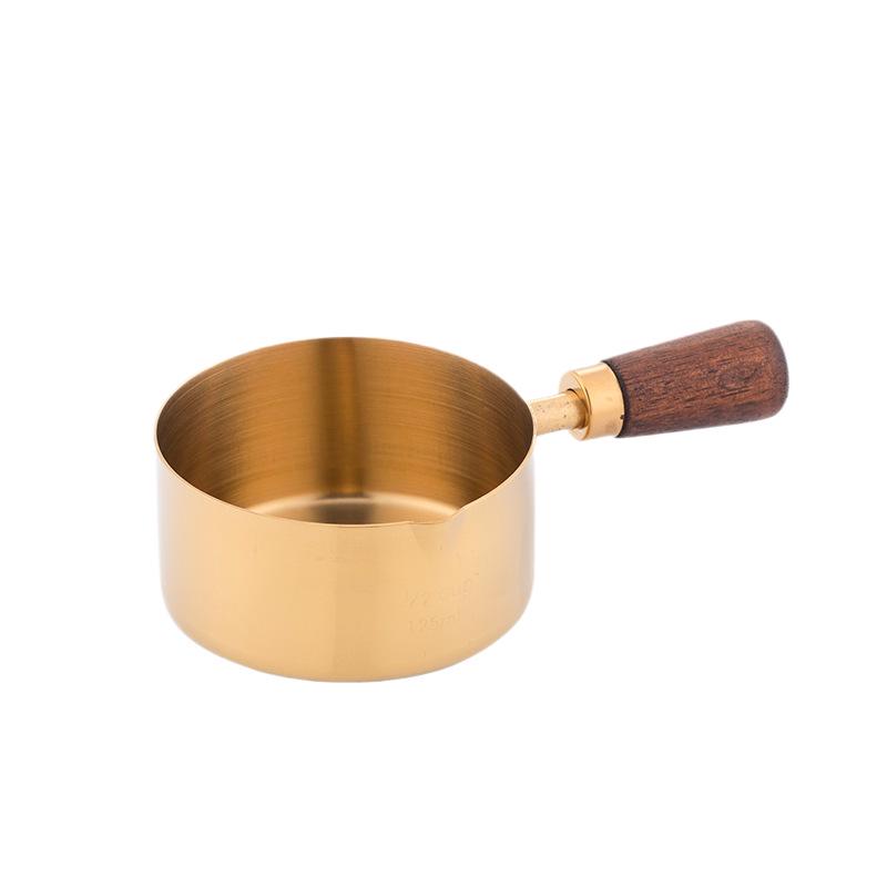 304 Stainless Steel Wooden Handle Sauce Measuring Cup for Western Cuisine