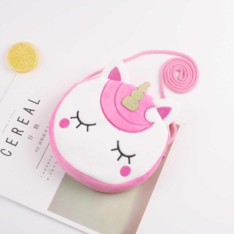 Children's Cartoon Cute Girl Unicorn Personality Design Colorful Fur Single-shoulder Crossbody Bag