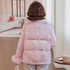 Women's Winter 2025 Jacquard Fox Fur Down Jacket - Short, Round Neck, White Duck Down, New Chinese Style Mother's Coat