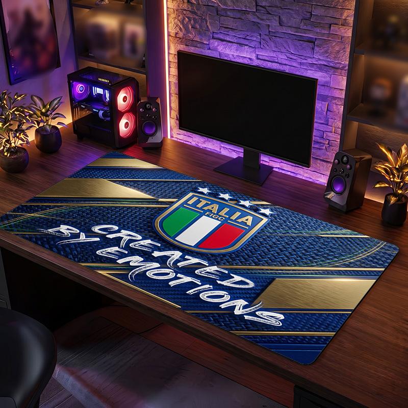 Italy Football Crest Mouse Pad, Extended Non Slip Rubber Desk Mat for Gaming Office Laptop Fan Gift