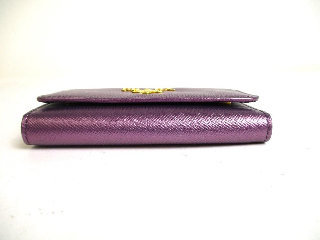 Authentic PRADA Metallic Purple Saffiano Metal Leather 6 Pics Key Chain #a367  Refurbished