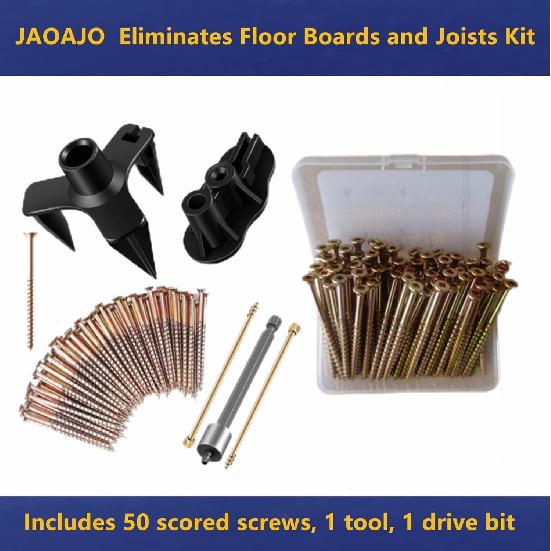 Eliminate Squeaky Noise Floor Repair Kit with 5 Tools and 50 Screws for Wood Floors, Eliminate Squeaks Under Carpeted Floors, Hardwood, Vinyl, and