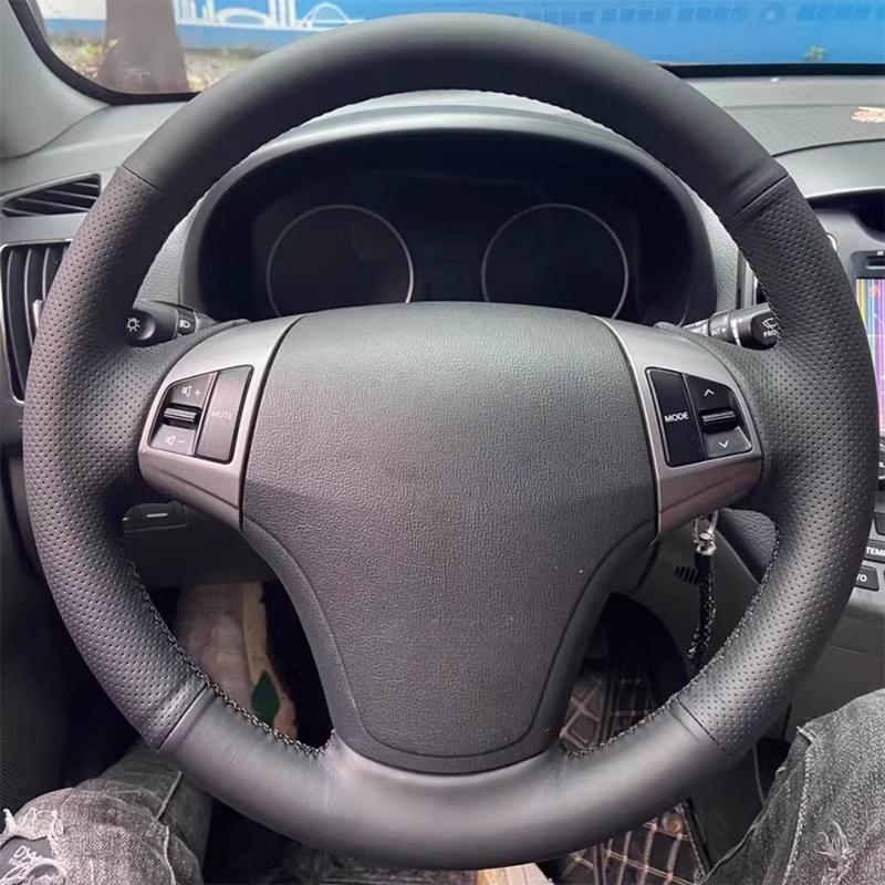 Auto Interior Accessories Hand Stitched Perforated Artificial Leather 2008 - 2010 Steering Wheel Cover For Hyundai Elantra