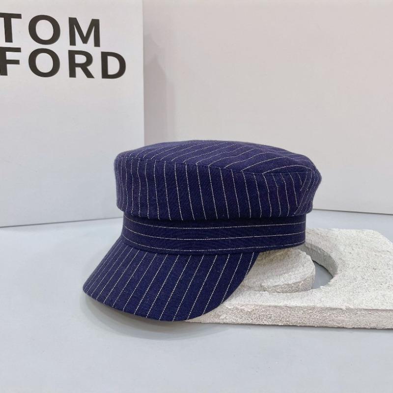 25 New Striped Solid Color Breathable Beret Octagonal Hat Breathable Shade Travel Casual Hat Tide