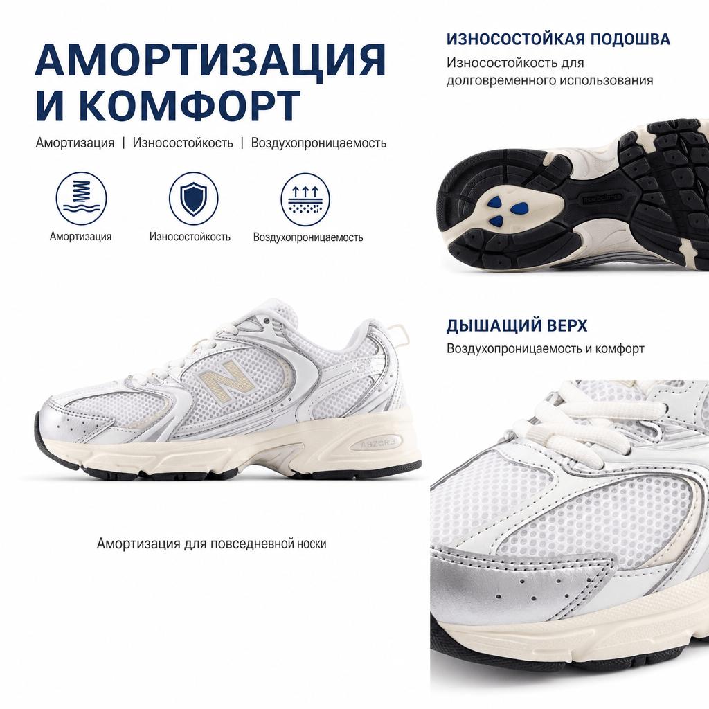 New Balance 530 Silber Metallic Leinen Unisex Sneaker U530ESB