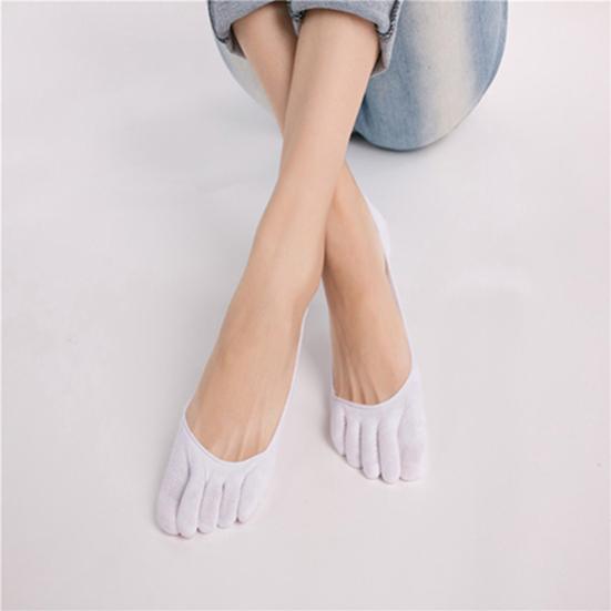 Women Ankle Invisible Non Slip Cotton Silicone Hosiery Five Finger Toe Socks