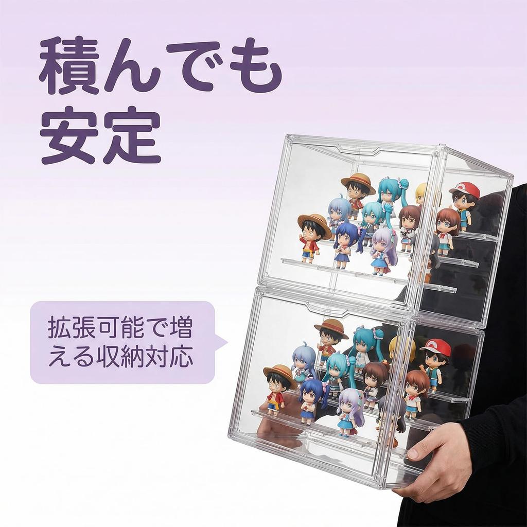 Clear Acrylic Figure UV Magnetic Opening Display Case for and Small Transparent Storage Easy Assembly 36cm W x 27cm D x 22cm Case, Dustproof,