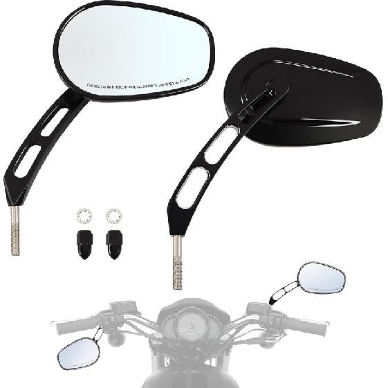 WOWTK Chrome L & R 8Mm Rear View Mirrors Fit For Harley FLSTC FXDB Dyna FXDF FLSTF